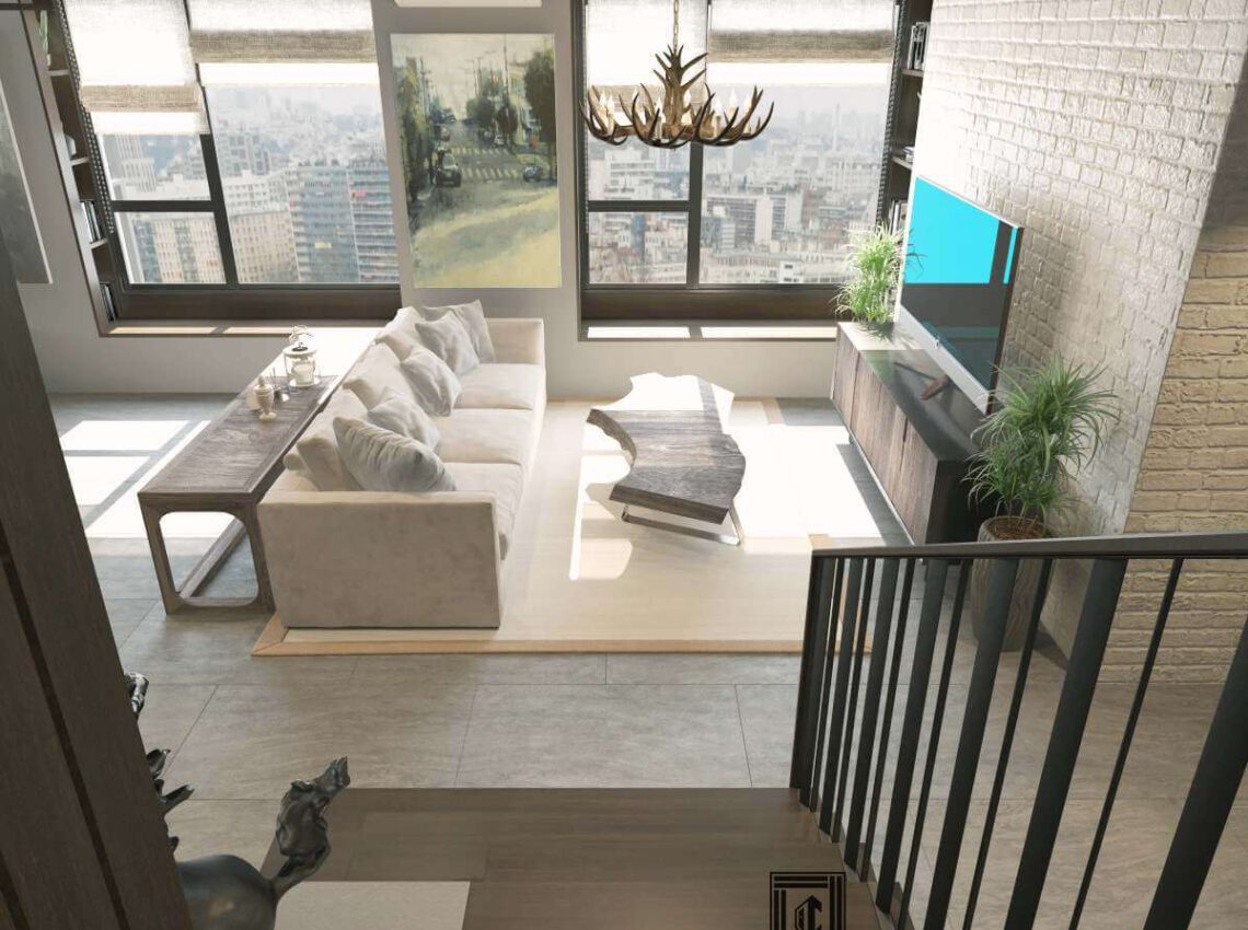 phòng khách có cầu thang 1